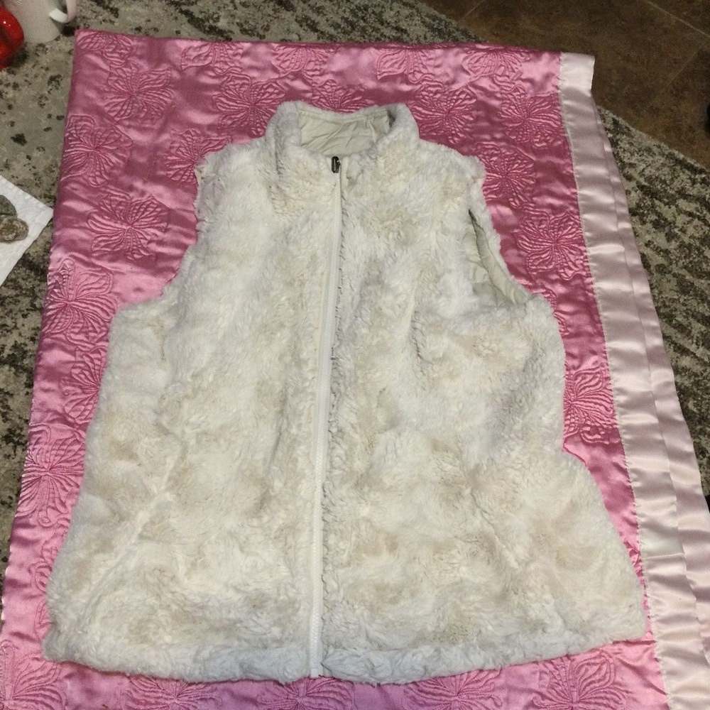 Faux Furry White  Reversible Vest
